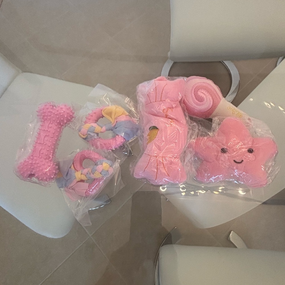 Pink Dog Toy Set. of 6 Brand New Sealed